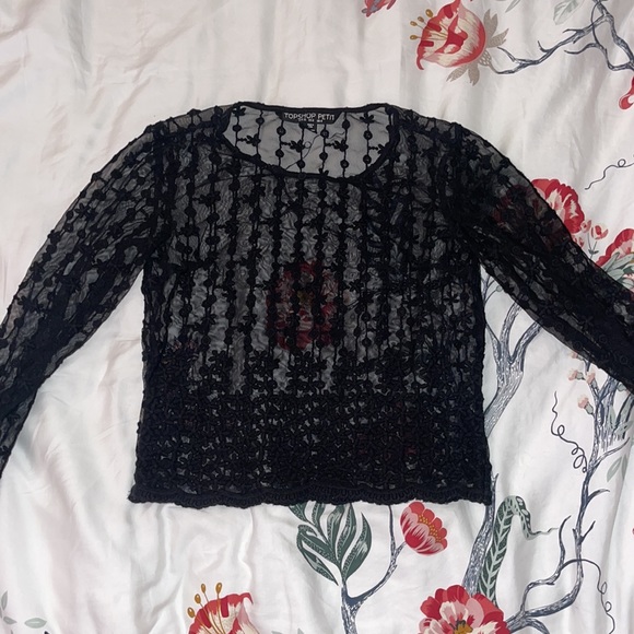 Topshop gorgeous sheer embroidered long sleeve top - Picture 2 of 5